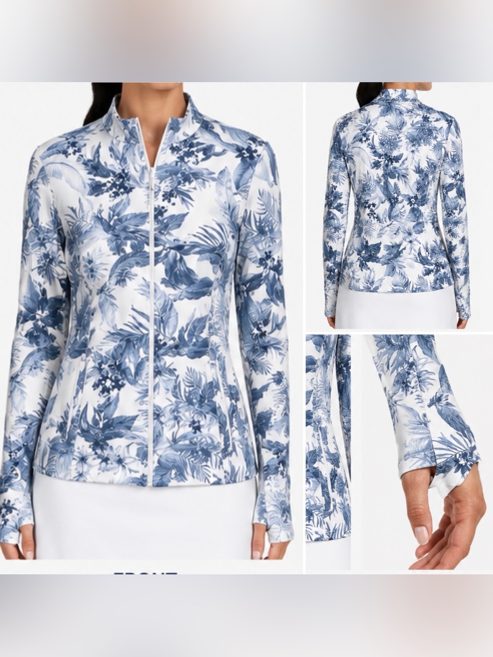 Tommy Bahama Women’s Golf Tennis full zip Blue Floral Jacket size Small